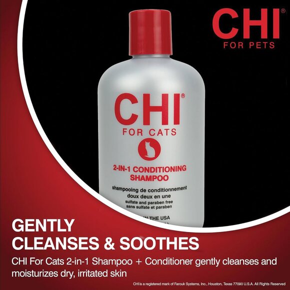 2/$22 💥🆕 Chi for Cats Chi for Cats 2 in 1 Shampoo and Conditioner 16oz | 5644 - Picture 1 of 5
